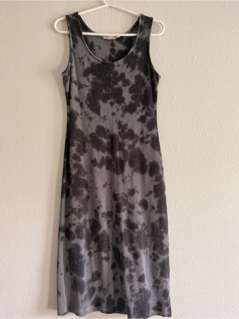 Sleeveless Tie-Dye Acid Wash Ribbed Midi Dress
